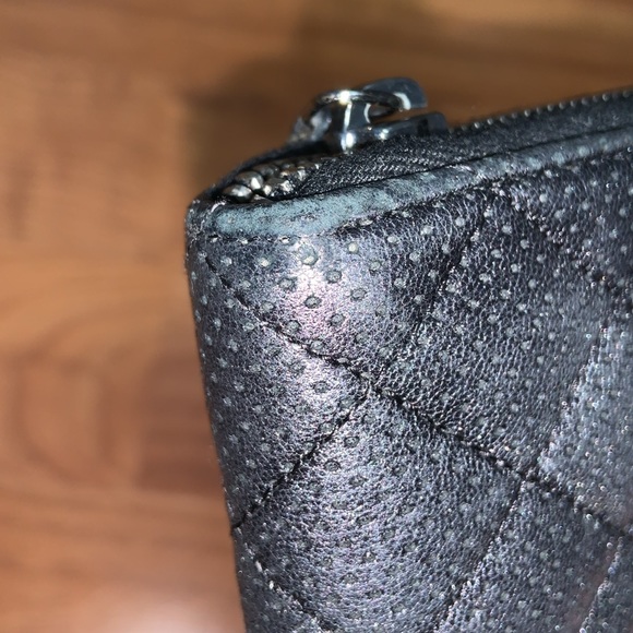 Authentic Chanel Metallic Perforated Quilted Zippy Wallet - Picture 9 of 16